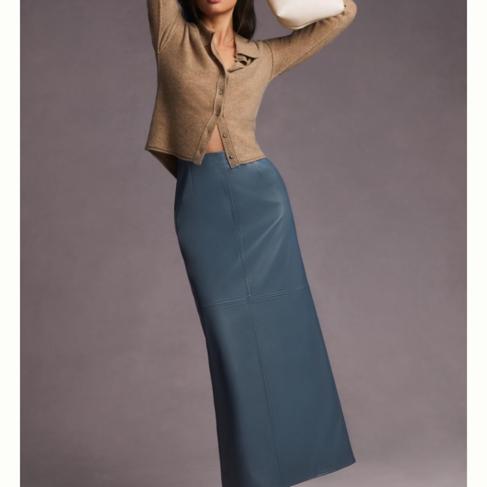 Mare Mare x Anthropologie Faux Leather Column Skirt Size L NEW WITH TAGS